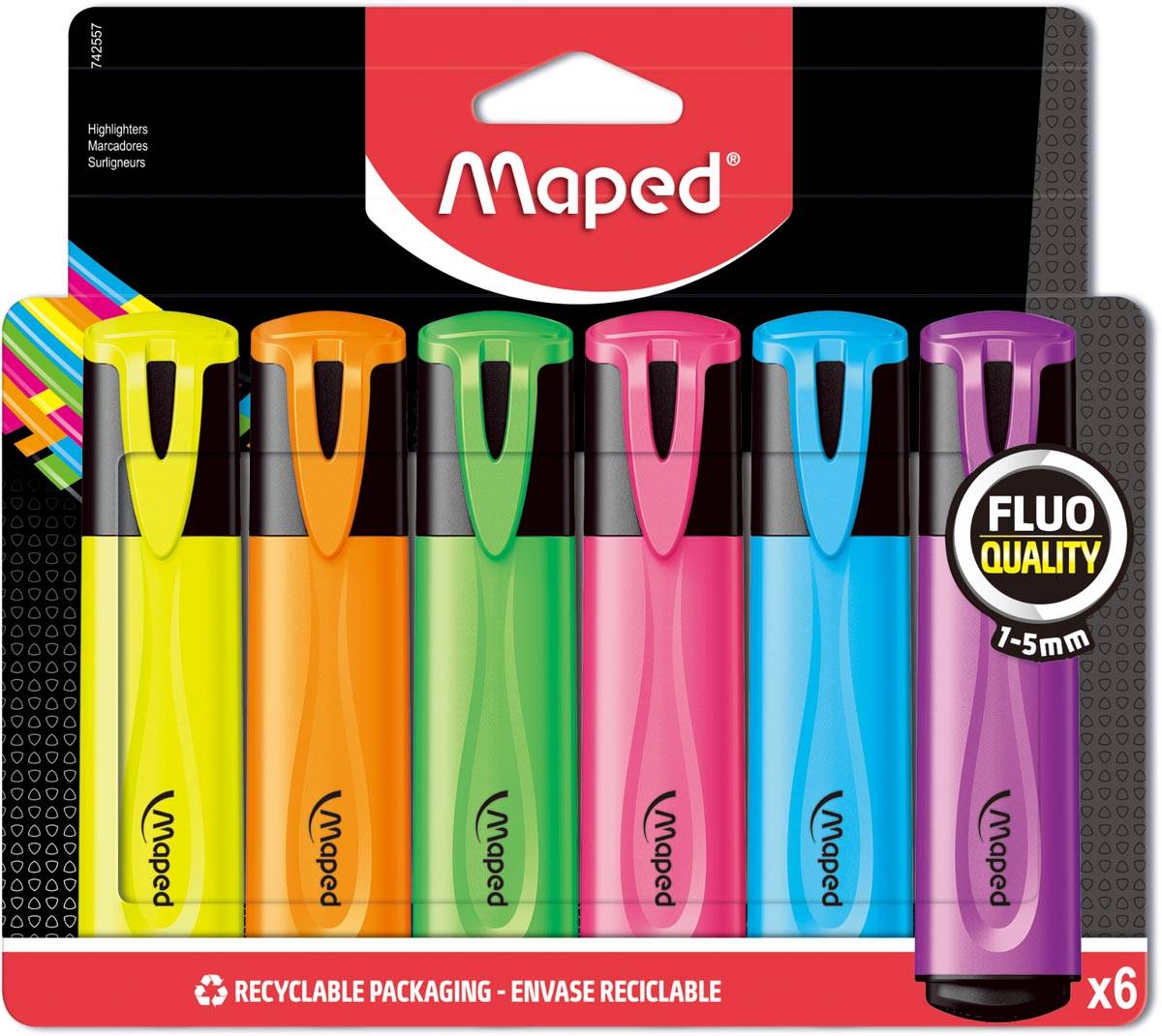 Maped markeerstift Fluo'Peps assortiment blister met 6 stuks