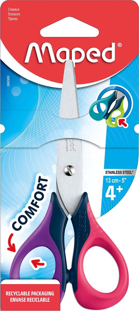 Maped schaar Sensoft 13 cm, voor rechtshandigen, met afgeronde punt