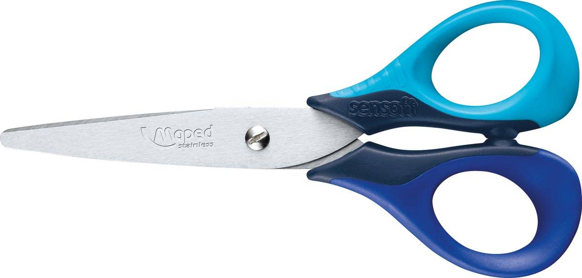 Maped schaar Sensoft 13 cm, voor rechtshandigen, met afgeronde punt
