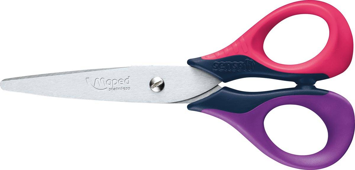 Maped schaar Sensoft 13 cm, voor rechtshandigen, met afgeronde punt