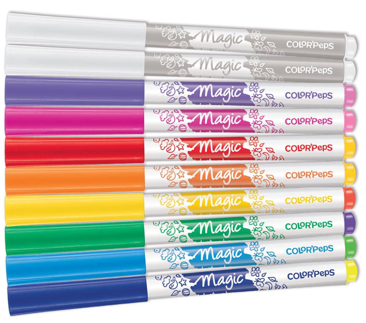 Maped viltstift Color'Peps Magic, etui van 10 stuks in geassorteerde kleuren en 2 magic stiften