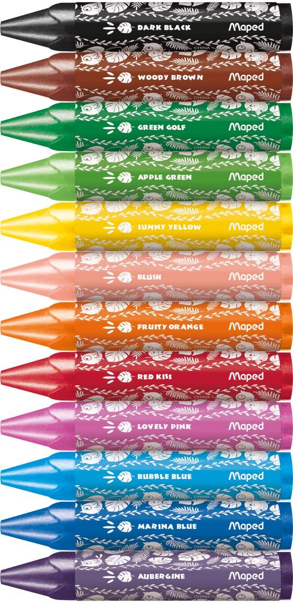 Maped waskrijt Jungle Fever Jumbo, etui van 12 stuks, assorti