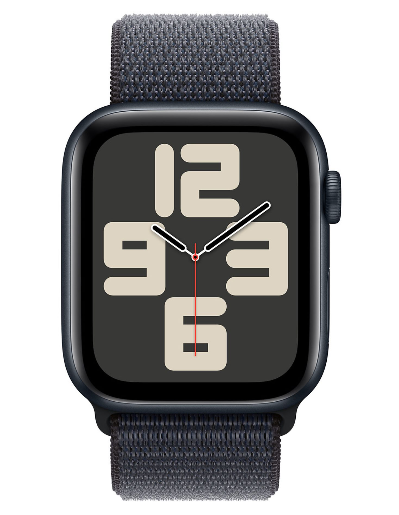 Apple Watch SE (2024), 44mm, GPS + Cellular, Geweven bandje, Zwart 