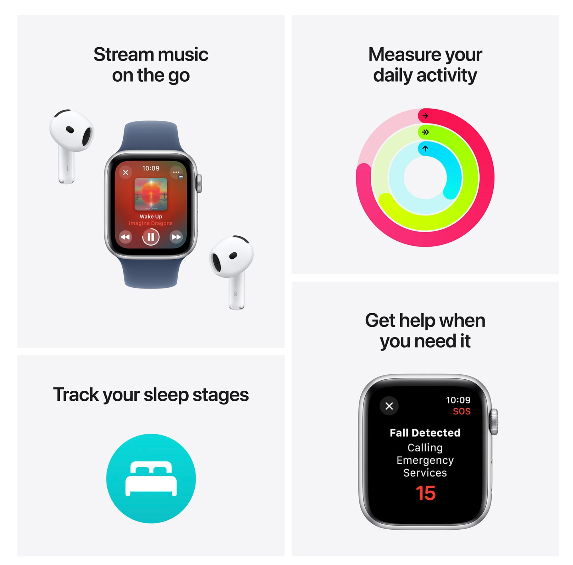 Apple Watch SE (2024), 44mm, GPS + Cellular, Geweven bandje, Zwart 