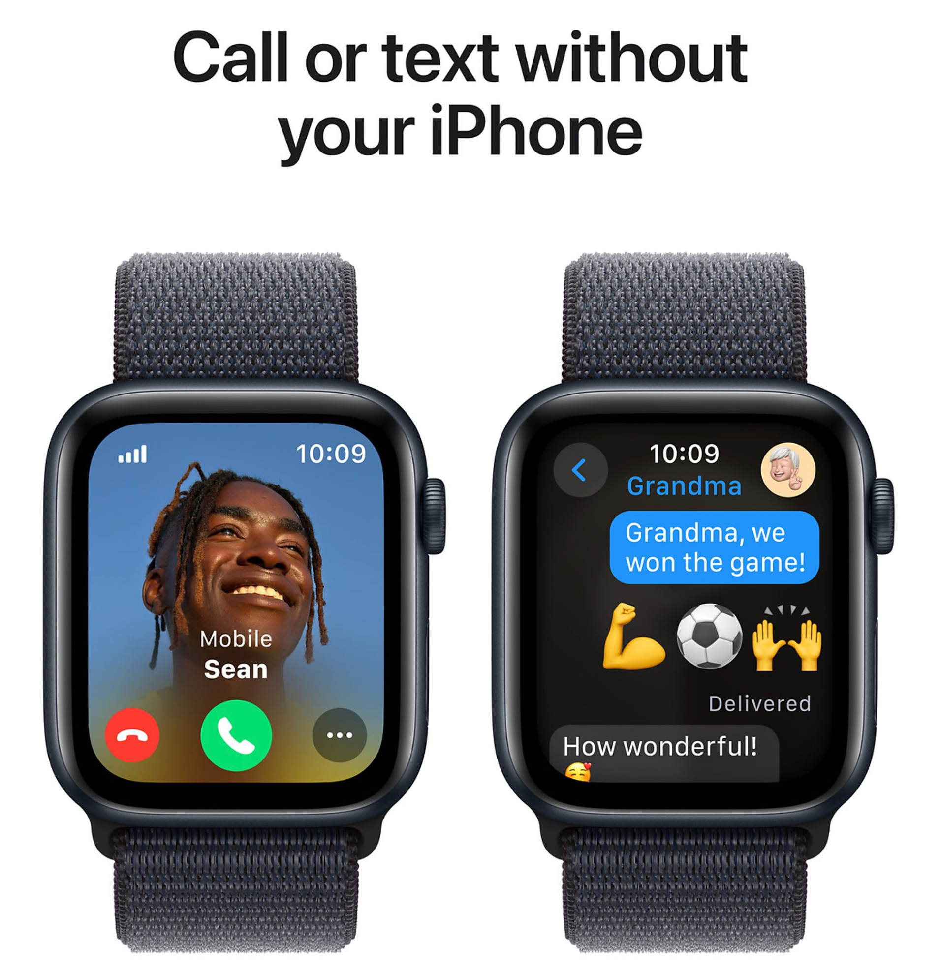 Apple Watch SE (2024), 44mm, GPS + Cellular, Geweven bandje, Zwart 