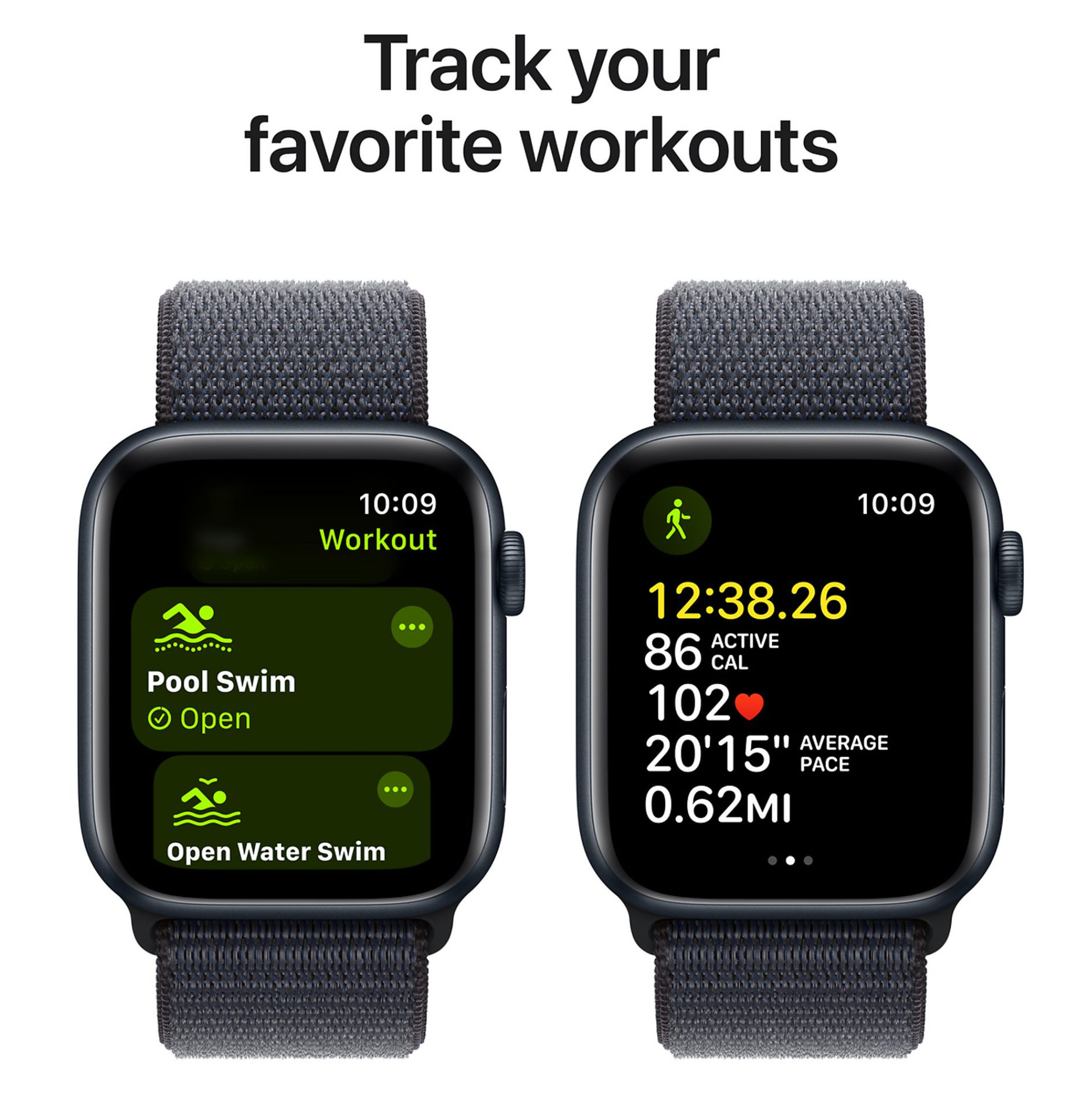 Apple Watch SE (2024), 44mm, GPS + Cellular, Geweven bandje, Zwart 