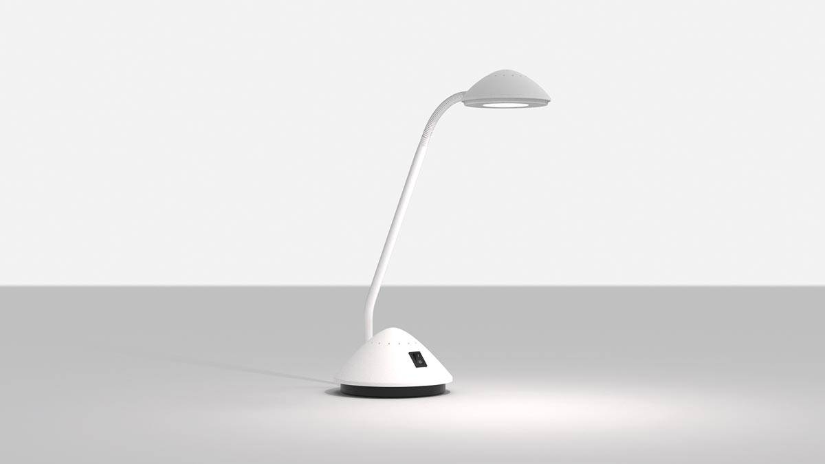 MAUL bureaulamp LED Arc op voet, warmwit licht, wit
