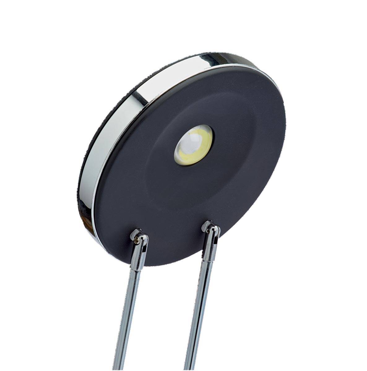 MAUL bureaulamp LED Puck op voet, verschuifbaar in hoogte, daglicht wit licht, zwart