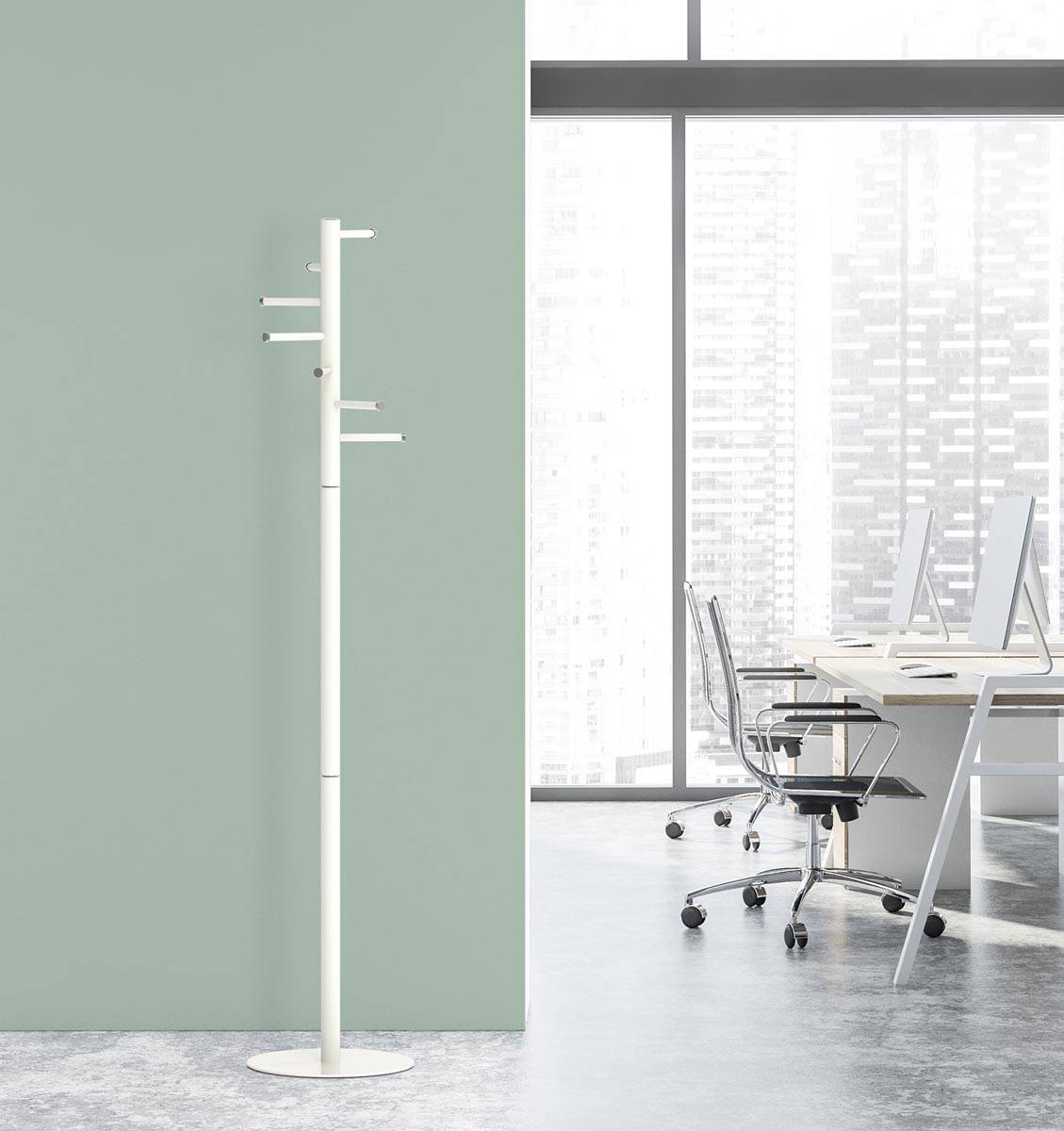 MAUL kapstok Caurus metaal, hoogte 177 cm, 7 ophangrails, wit RAL9010