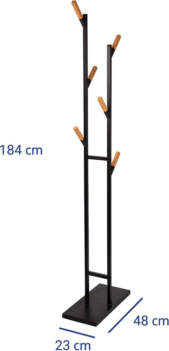 MAUL kapstok Rima, uit metaal, hoogte 183 cm, 6 afneembare ophanghaken, bruin/zwart