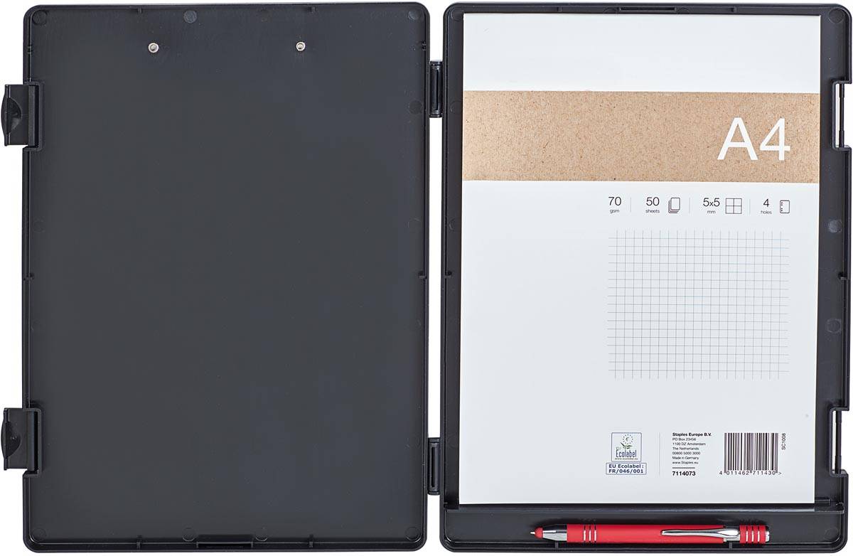 MAUL klembordkoffer Lefty hard kunststof PP linksdraaiend open A4 33.5x24.5x2.5cm zwart