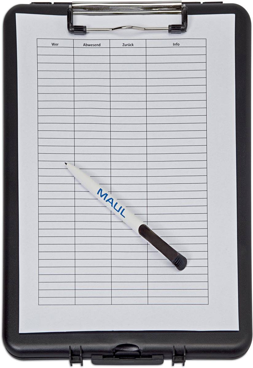 MAUL klembordkoffer Slim hard kunststof PP A4 34.5x24.2x3.3cm zwart