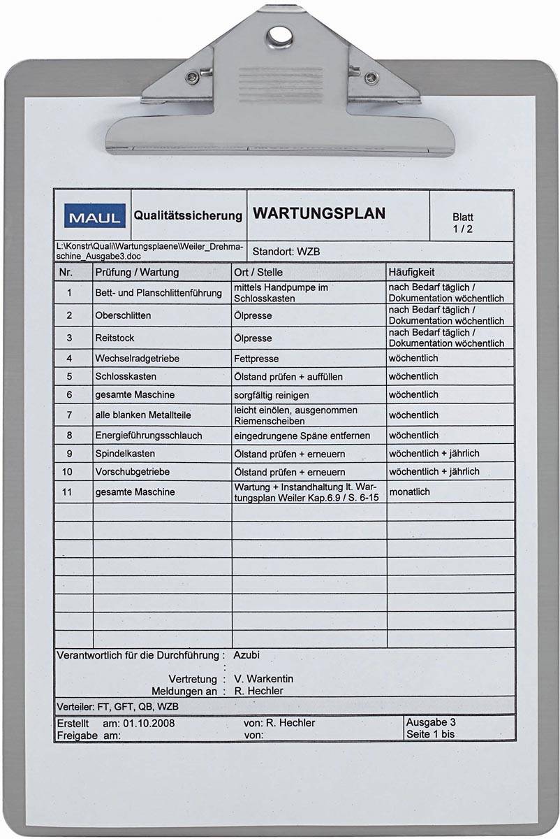 MAUL klemplaat Steel geheel RVS, ook de klem, A4 staand