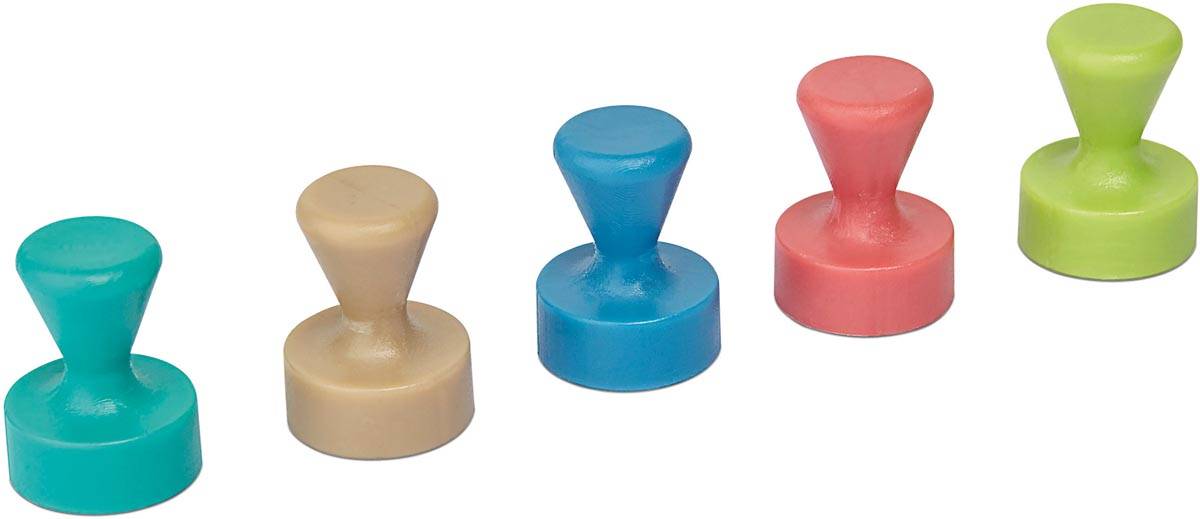 Maul neodymium kegelmagneet Ø12mm 1.5kg blister 10 assorti standaard kleuren, voor whitebord