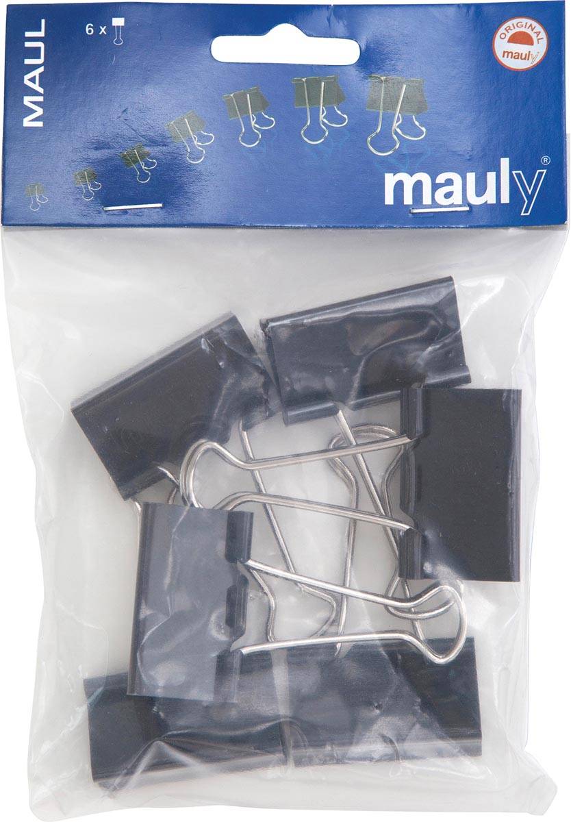 MAUL papierklem foldback 25mm blister 12 zwart