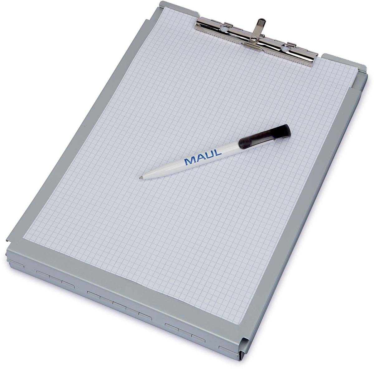 MAULcase klembordkoffer aluminium A4 staand, draait aan de onderzijde open (korte zijde)