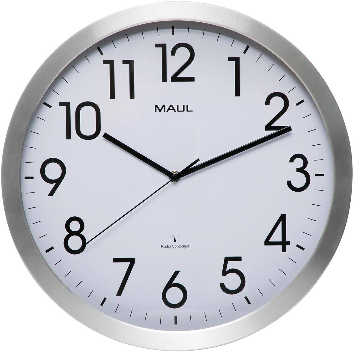 MAULmove wandklok, radiogestuurd, diameter 40 x 5,2 cm, aluminium kader