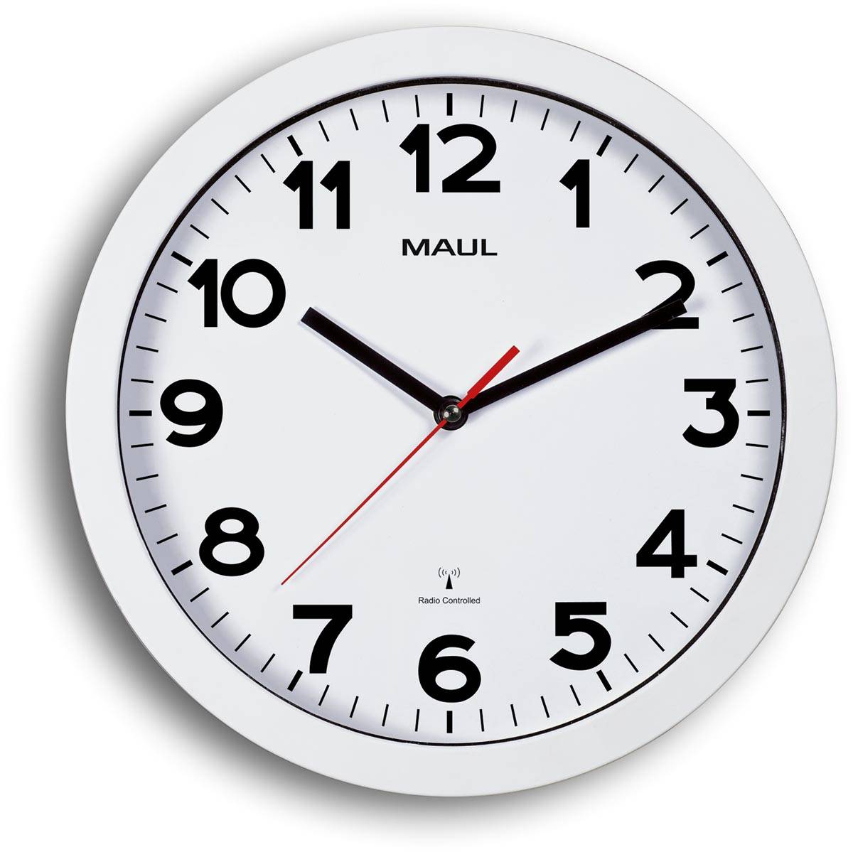 MAULstep wandklok, radiogestuurd, diameter 30 x 5 cm, kunststof kader, wit