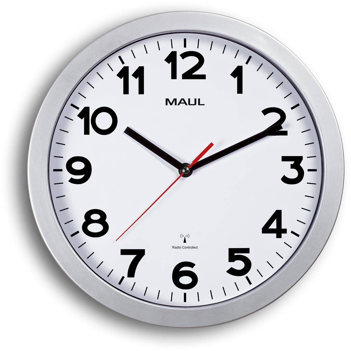 MAULstep wandklok, radiogestuurd, diameter 30 x 5 cm, kunststof kader, zilver
