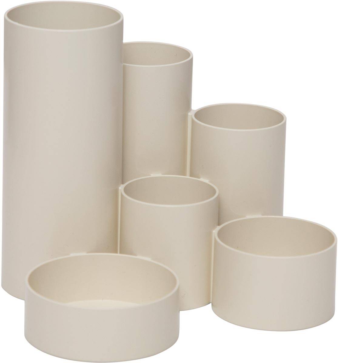 MAULtubo pennenbak, 6 vaks, Ø 15 x 12,5 cm, voor 85% uit gerecycleerd PS, wit