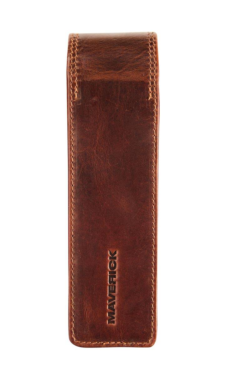 Maverick lederen pen etui voor 2 pennen, bruin