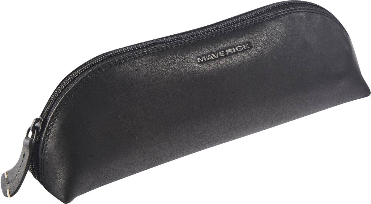 Maverick lederen pennenzak, ovaal, zwart