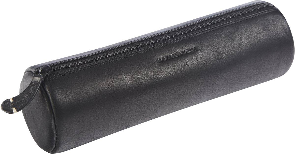 Maverick lederen pennenzak, rond, large, zwart