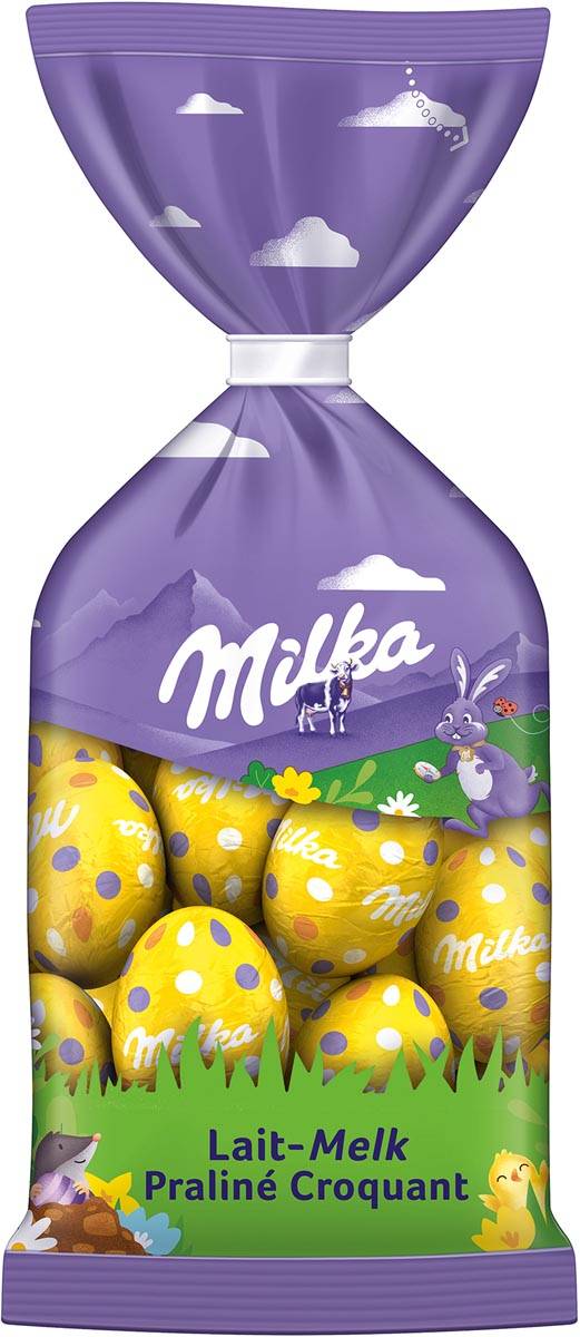 Milka paaseitjes, 100 g, melk praline
