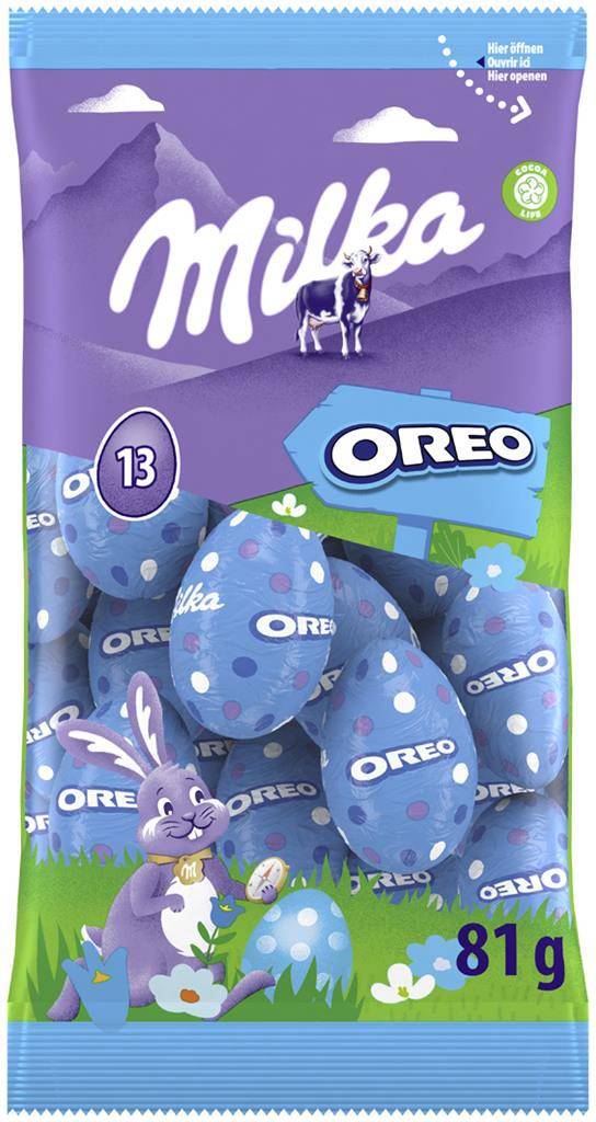 Milka paaseitjes, 81 g, melk Oreo