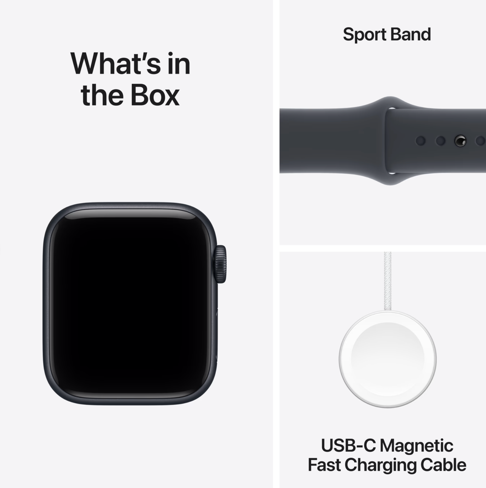 Apple Watch SE (2025) 40mm Midnight Sportband M/L