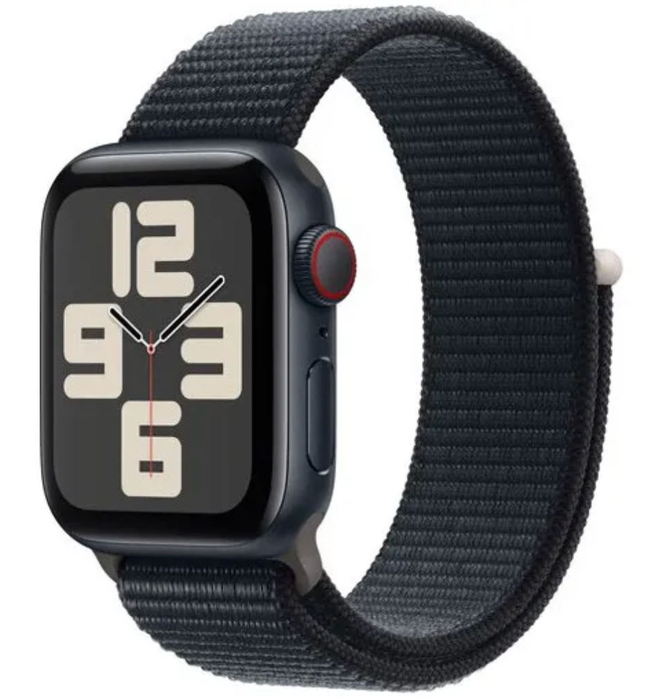 Apple Watch SE (2023) 40mm, GPS + Cellular, Geweven sportbandje Zwart (Zwart)