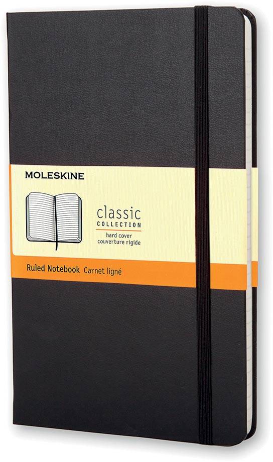 Moleskine notitieboek, ft 13 x 21 cm, gelijnd, harde cover, 240 bladzijden, zwart