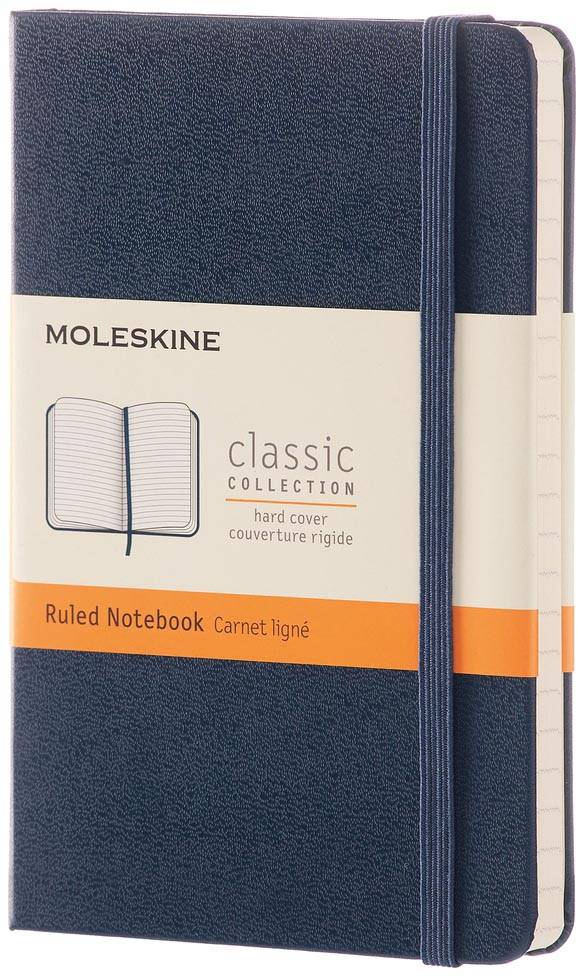 Moleskine notitieboek, ft 9 x 14 cm, gelijnd, harde cover, 192 blad, saffier