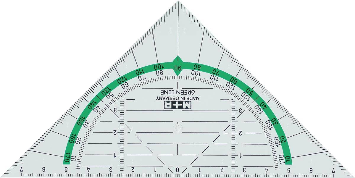 M+R Green Line geodriehoek, 16 cm
