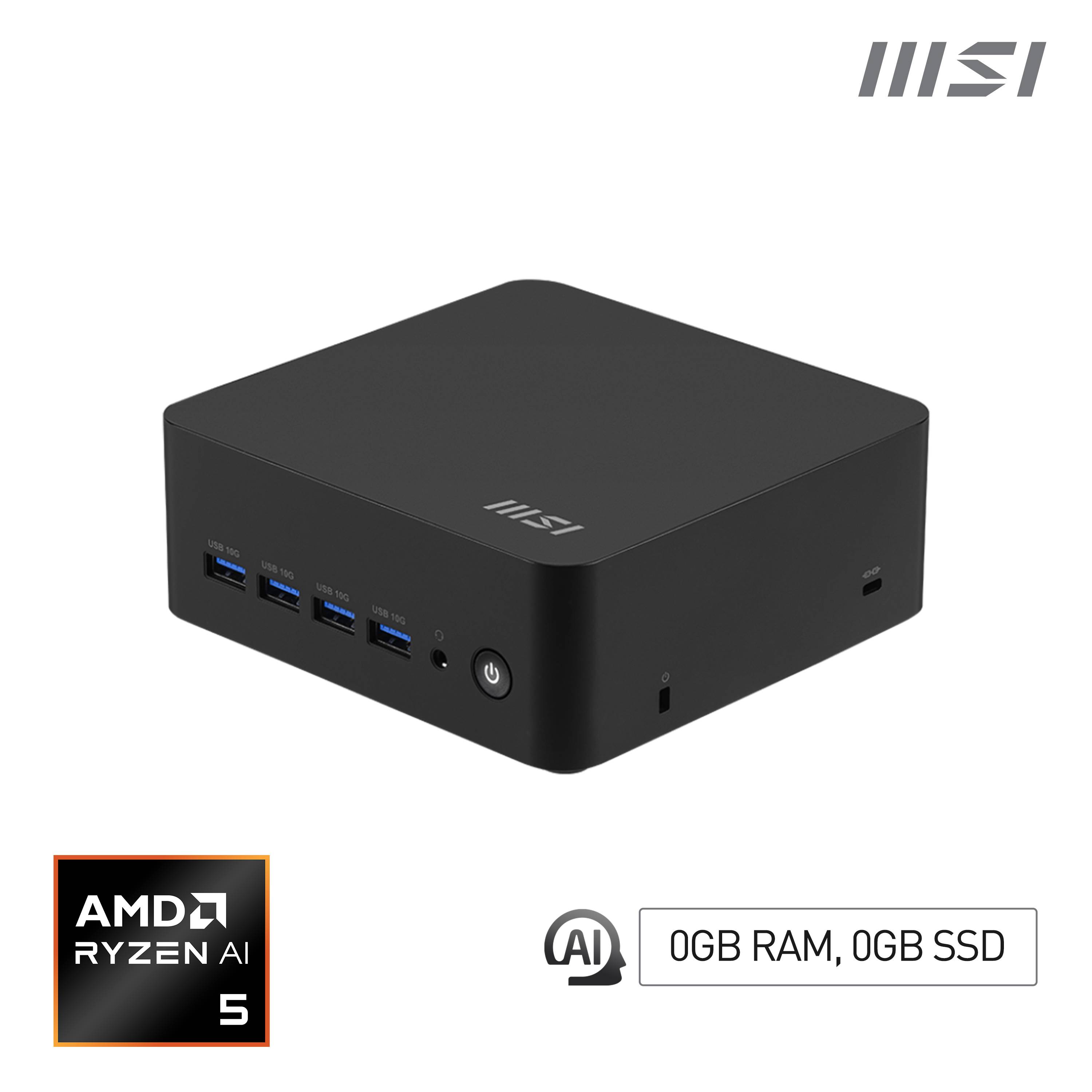 MSI Cubi Z AI 8M AMD Ryzen 5 8645HS Barebone 0.9L sized PC Zwart AMD SoC 4,3 GHz Ingebouwde luidsprekers