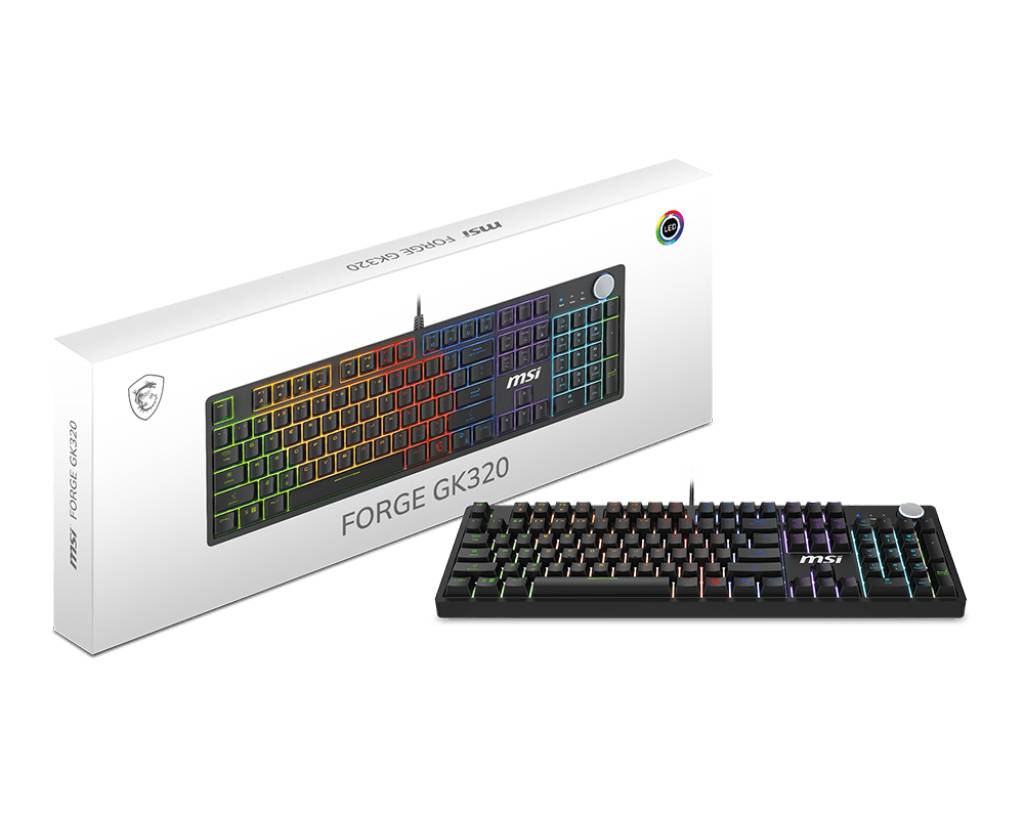 MSI FORGE GK320 RED toetsenbord Gamen USB QWERTY US International Zwart