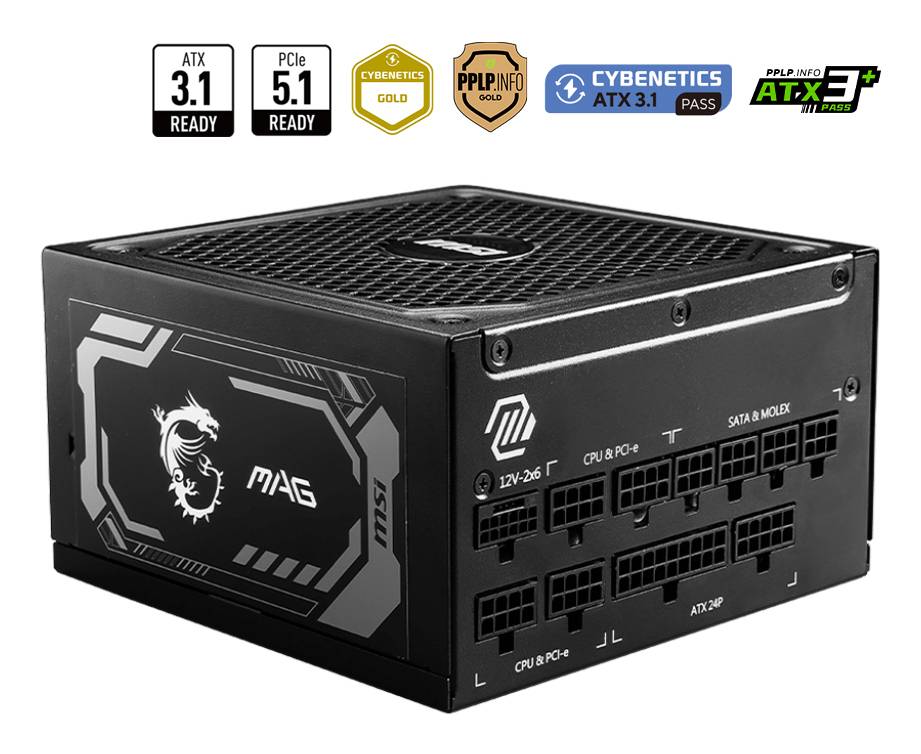 MSI MAG A1250GL PCIE5 power supply unit 1250 W 24-pin ATX ATX Zwart