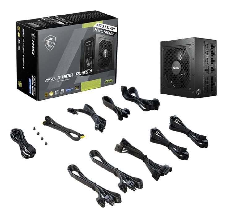 MSI MAG A750GL PCIE5 II power supply unit 750 W 20+4 pin ATX ATX Zwart