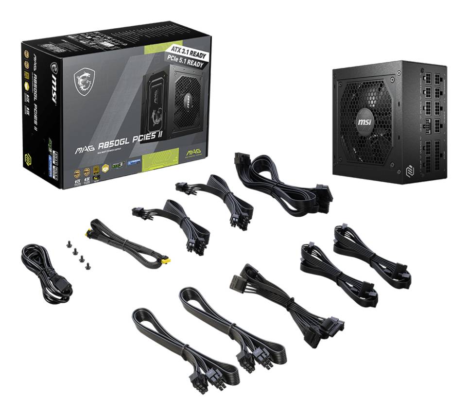 MSI MAG A850GL PCIE5 II power supply unit 850 W 20+4 pin ATX ATX Zwart