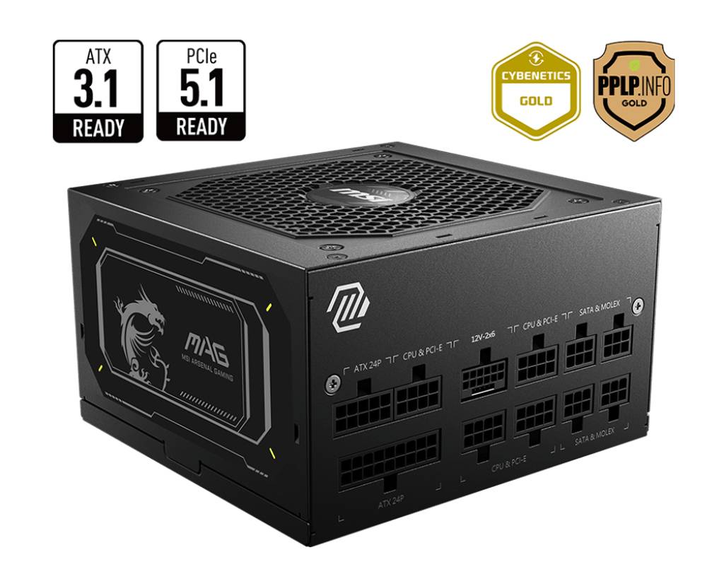 MSI MAG A850GL PCIE5 II power supply unit 850 W 20+4 pin ATX ATX Zwart