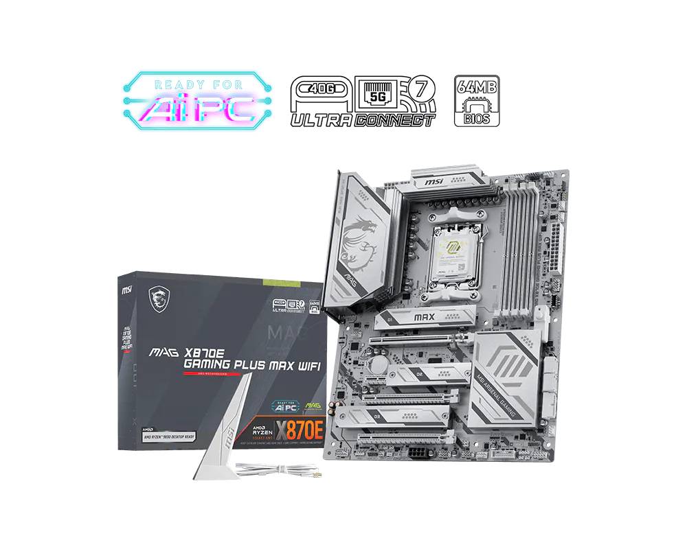MSI MAG X870E GAMING PLUS MAX WIFI moederbord AMD X870E Socket AM5 ATX