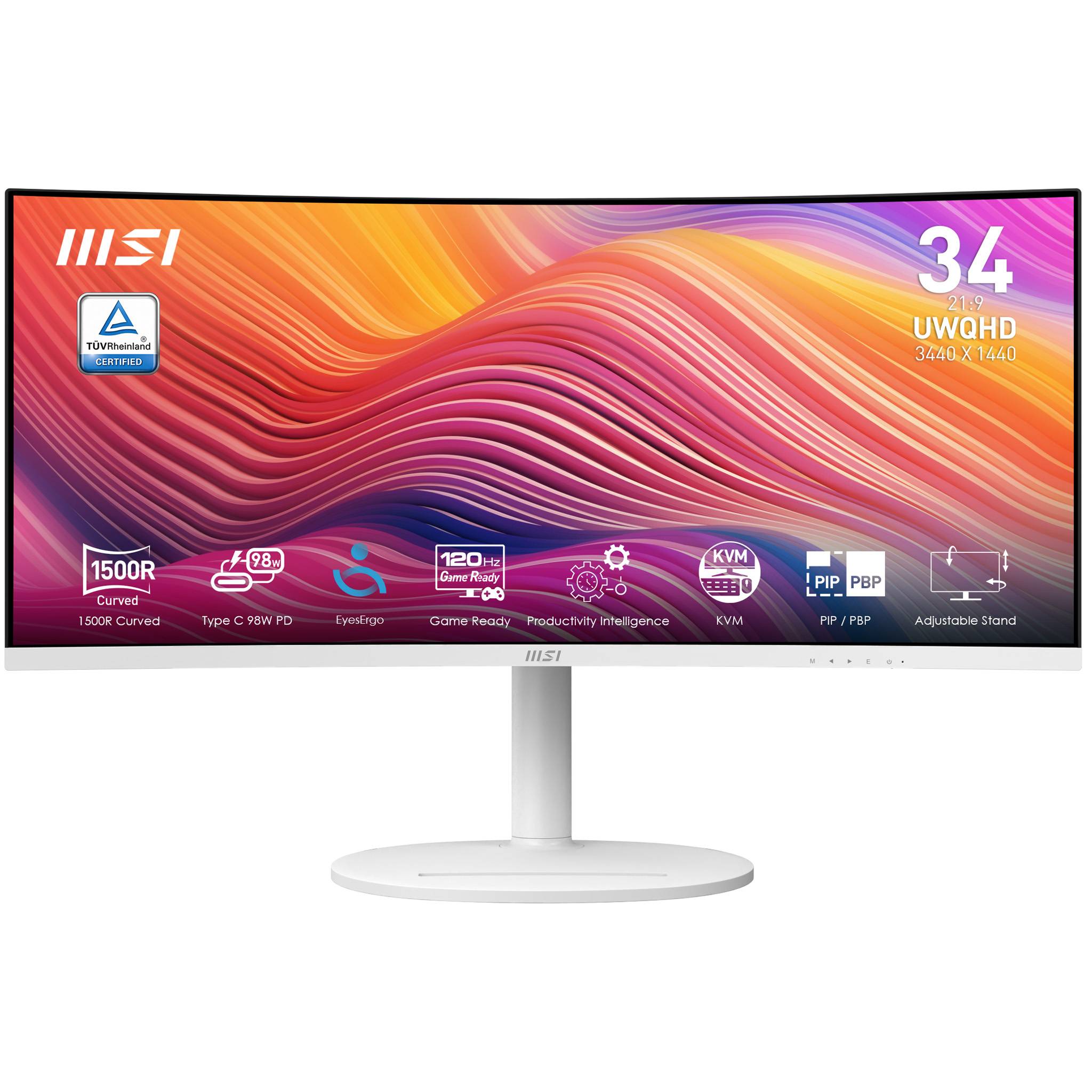 MSI Modern MD342CQPW computer monitor 86,4 cm (34") 3440 x 1440 Pixels UltraWide Quad HD Wit