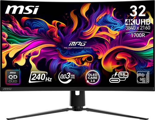MSI MPG 321CURX QD-OLED computer monitor 80 cm (31.5") 3840 x 2160 Pixels 4K Ultra HD Zwart