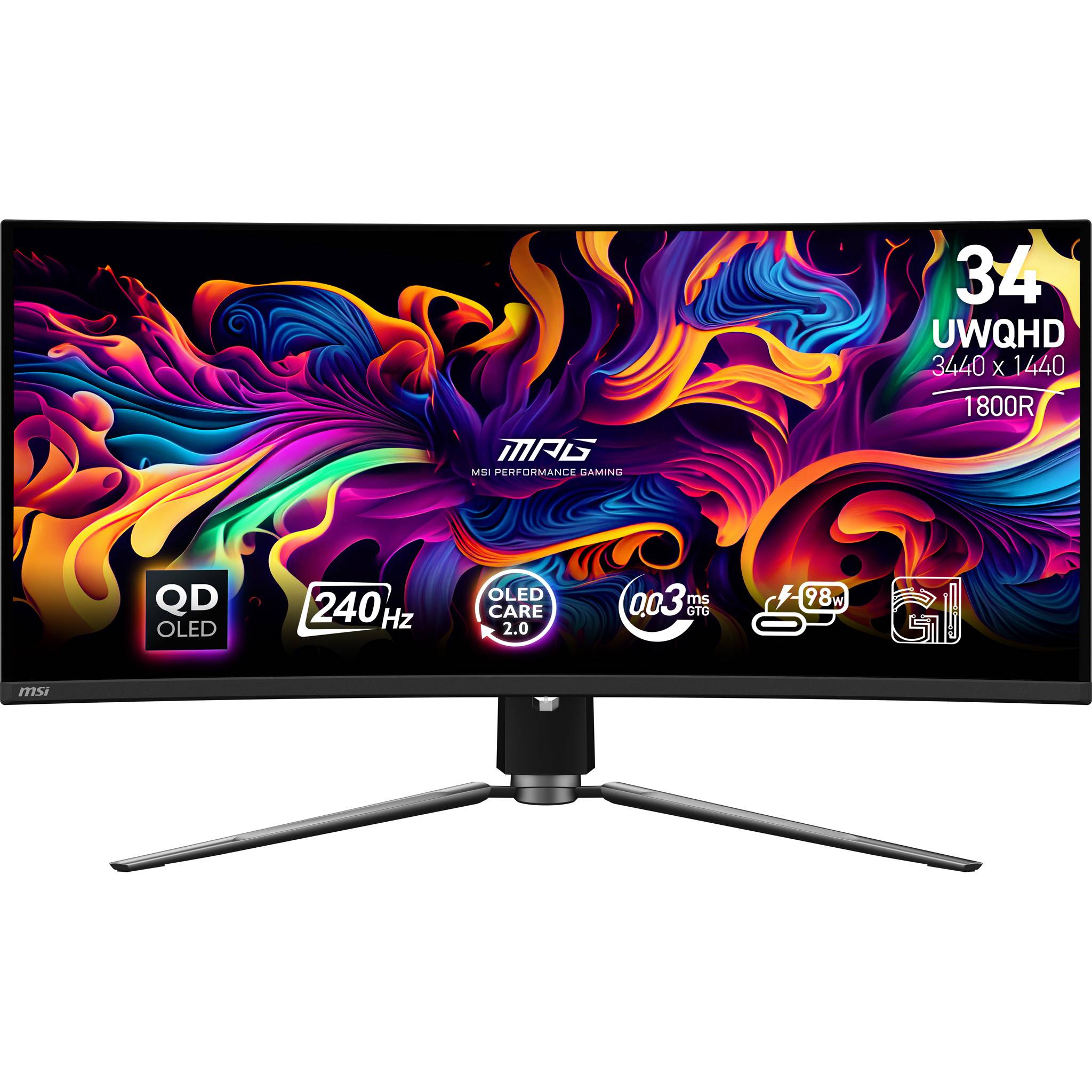 MSI MPG 341CQPX QD-OLED computer monitor 86,4 cm (34") 3440 x 1440 Pixels UltraWide Quad HD Zwart