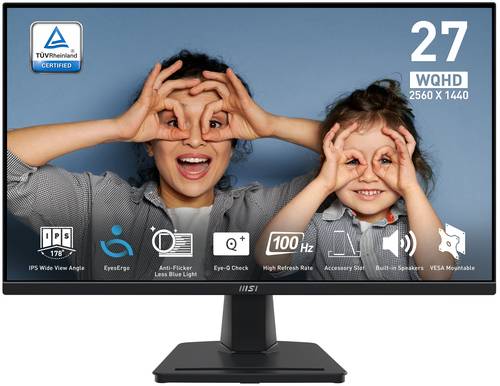 MSI Pro MP275Q computer monitor 68,6 cm (27") 2560 x 1440 Pixels Wide Quad HD LED Zwart