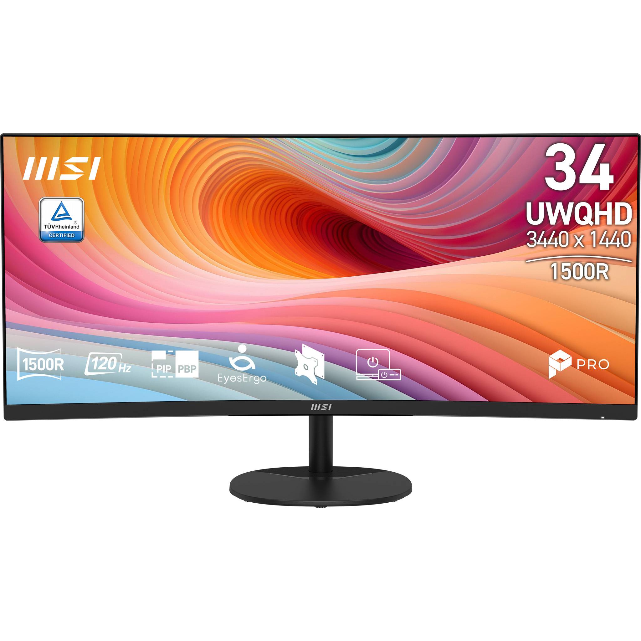 MSI Pro MP341CQ E12 computer monitor 86,4 cm (34") 3440 x 1440 Pixels UltraWide Quad HD Zwart