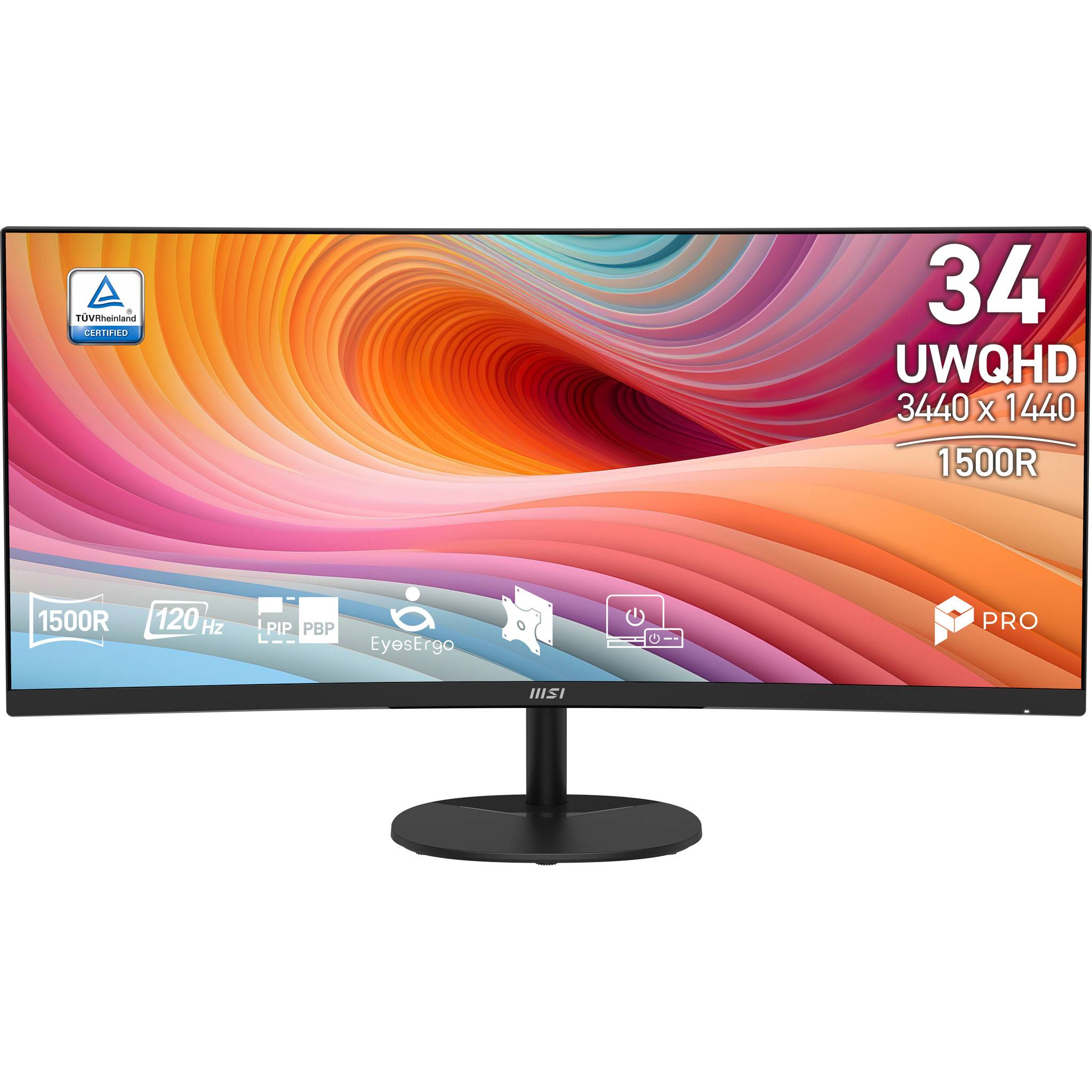 MSI Pro MP341CQ E12 computer monitor 86,4 cm (34") 3440 x 1440 Pixels UltraWide Quad HD Zwart