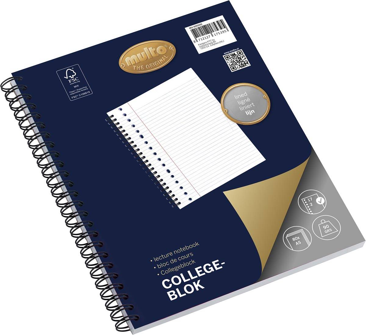 Multo collegedictaat, ft A5, gelijnd, 17-gaats