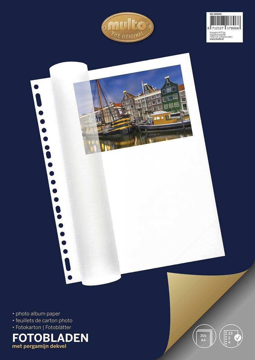 Multo fotobladen, ft A4, 23-gaats, wit, pak van 20 vel
