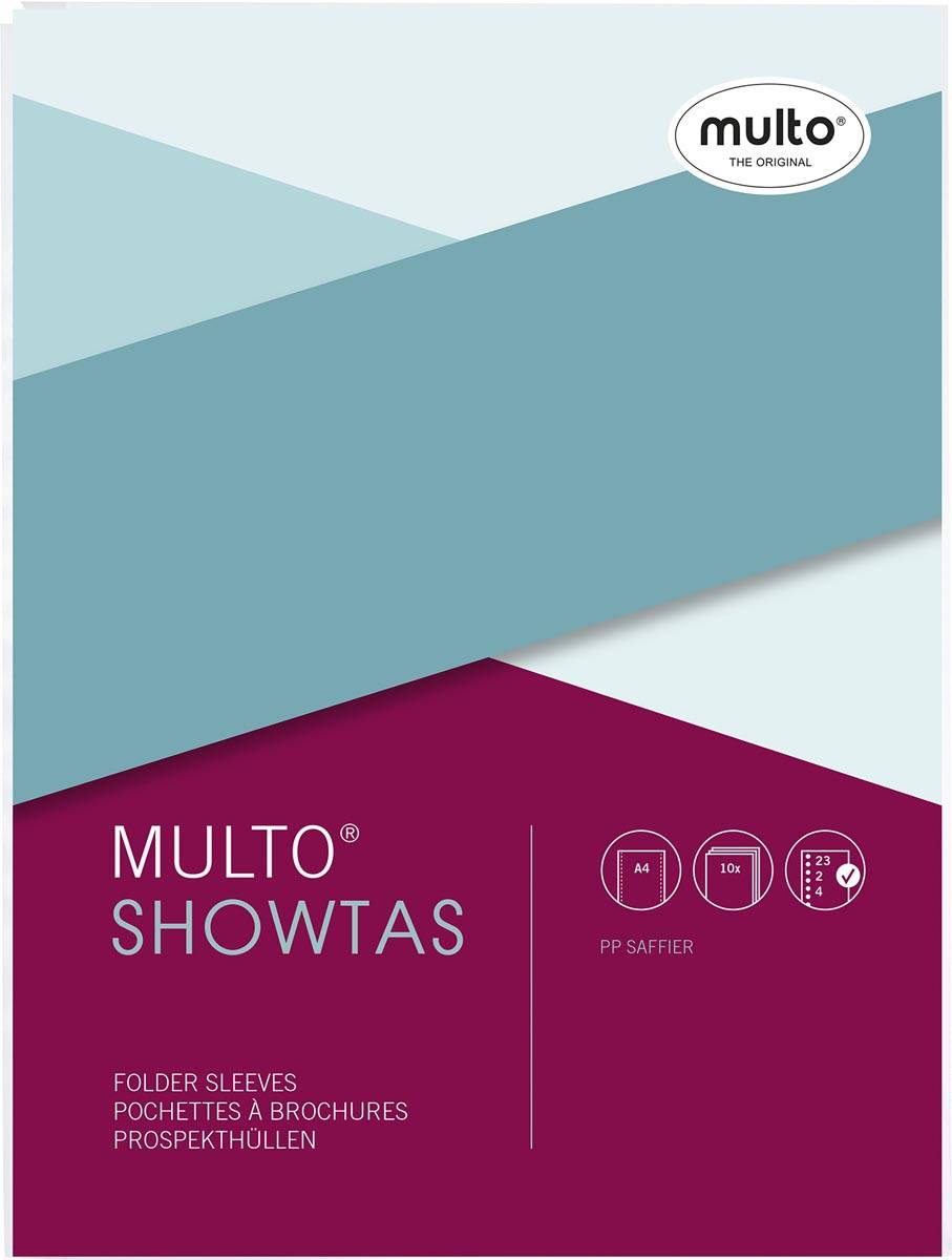 Multo geperforeerde showtas ft A4, 23-gaatsperforatie, 80 micron, gekorreld, pak van 10 stuks